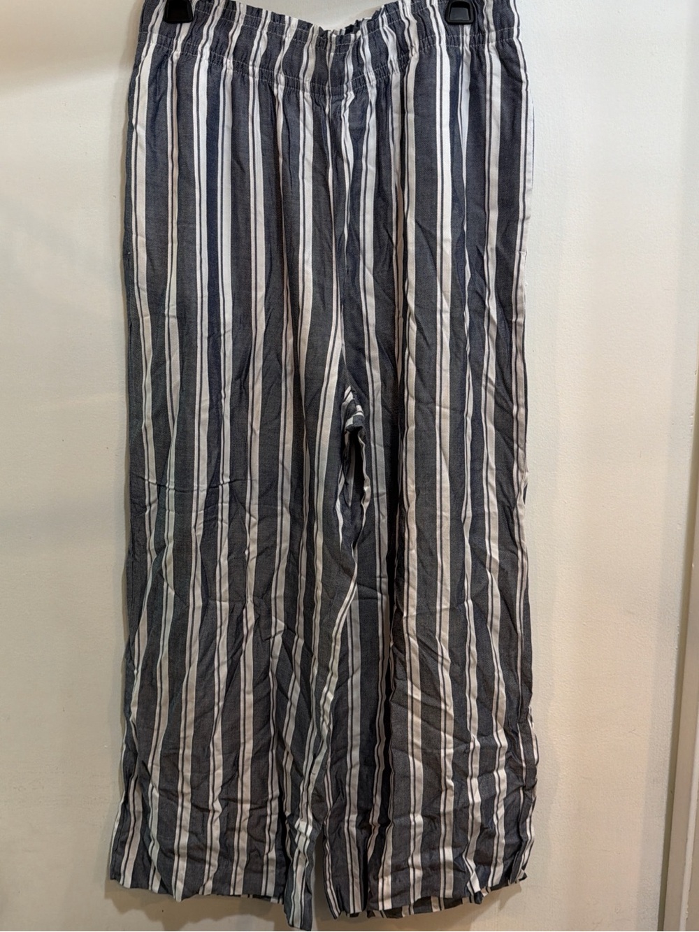 Striped Wide Leg Lounge Pants in Navy and White